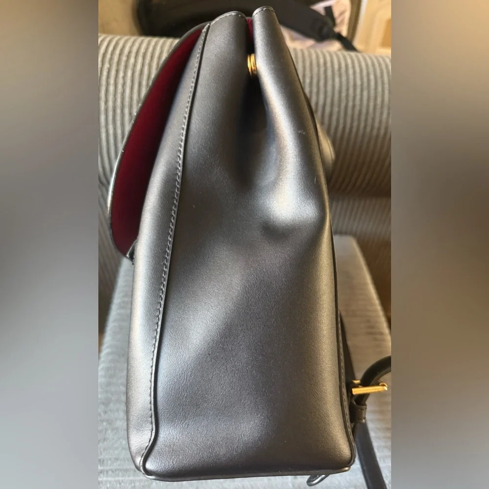 VTG Ralph Lauren Dryden Ellen Black Leather Backpack Bag Red Interior